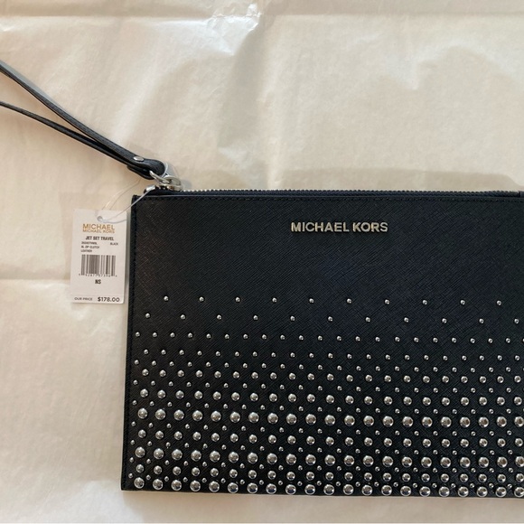 Michael Kors Black Clutch with Silver Studs - Picture 1 of 6